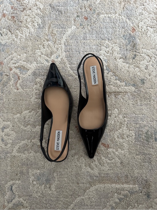 Steve Madden Shoes - Steve Madden Kari Black Patent Pointed Toe Slingback Kitten Heel